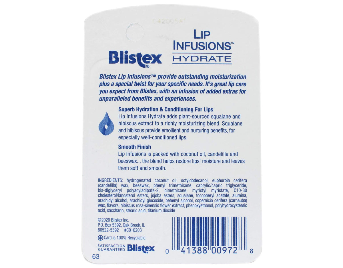 Blistex Lip Infusions Hydrate Lip Moisturizer 0.13 oz – 6 Pack | Ultra-Quench Lips