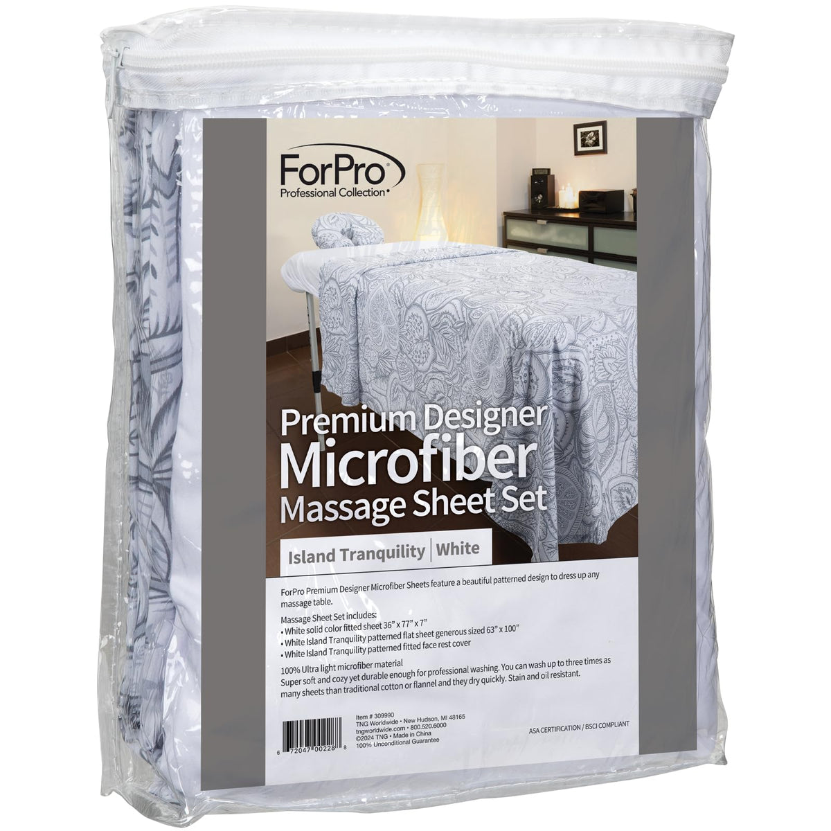 ForPro Premium Designer Microfiber 3-Piece Massage Sheet Set – Island Tranquility, Ultra-Light, Wrinkle & Stain-Resistant
