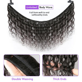 Fylora natural black body wave bundles showing healthy shine
