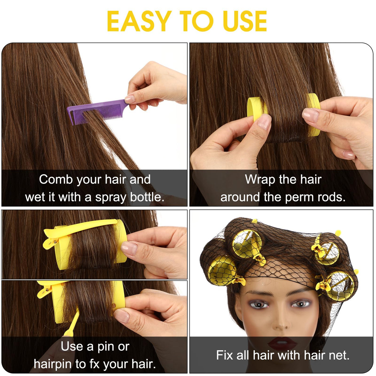 WillBond 141 Pieces Hair Rollers Set – 60 Plastic Rollers in 6 Sizes