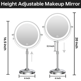 Erlingeryi 9-Inch Lighted Makeup Mirror with 20x Magnification, 3 Lighting Colors, and Rechargeable Battery