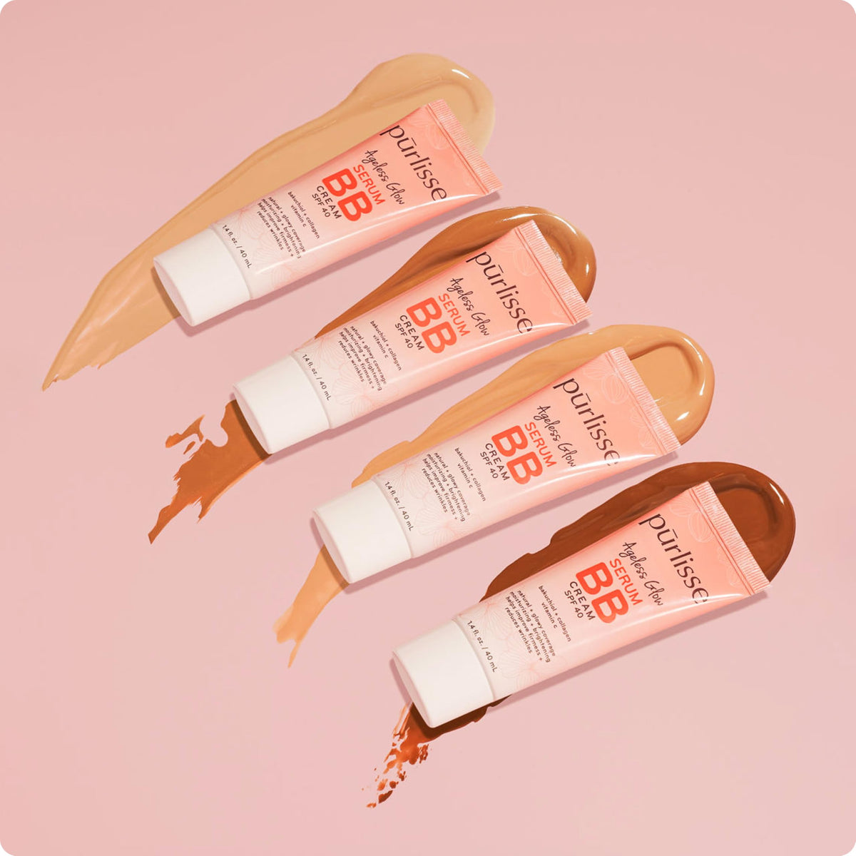 pūrlisse Ageless Glow Serum BB Cream SPF 40 – Glowy Tinted Moisturizer with Vitamin C & Bakuchiol (Fair)