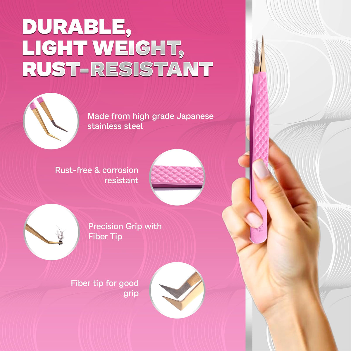 Image Beauty Insight 45-degree isolation tweezer in pink for clean lash separation