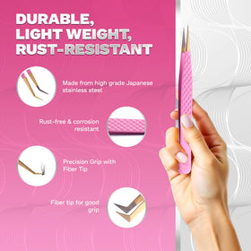 Image Beauty Insight 45-degree isolation tweezer in pink for clean lash separation