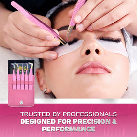 Image Beauty Insight pointed tweezer in pink for tiny lash handling