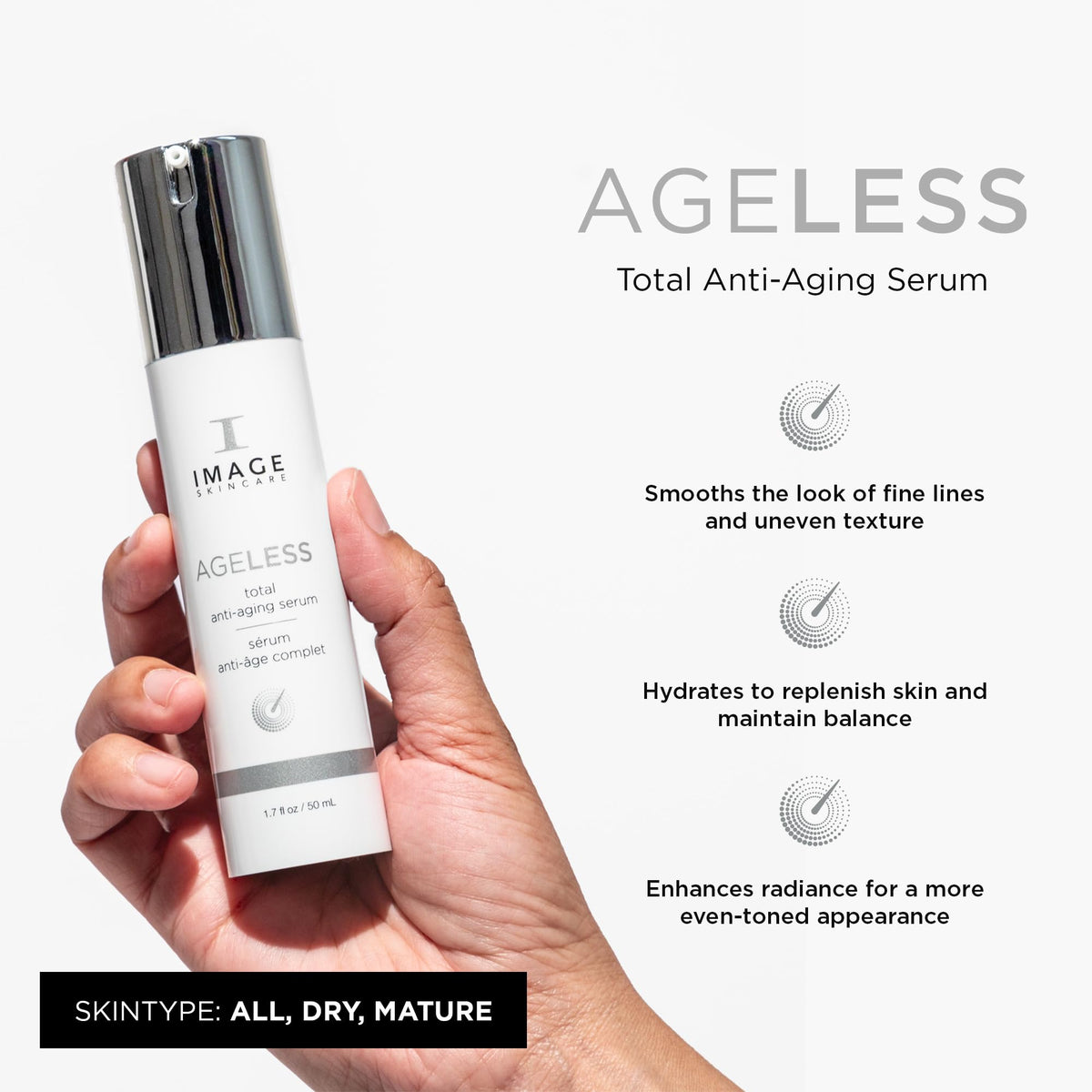 IMAGE Skincare AGELESS Total Serum close-up showing smooth texture suggests gentle exfoliation.