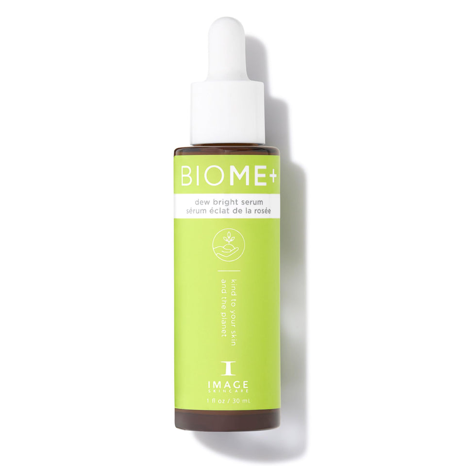 IMAGE Skincare BIOME+ Dew Bright Serum bottle delivering radiant hydration.