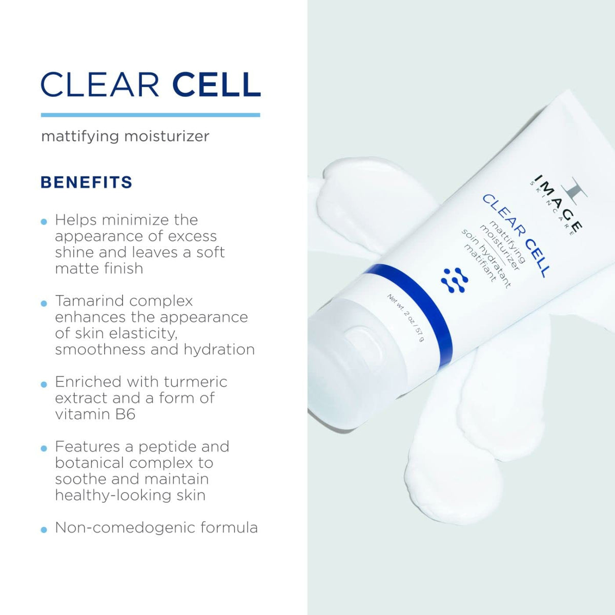 IMAGE Skincare CLEAR CELL Mattifying Moisturizer texture closeup highlights non-greasy matte finish