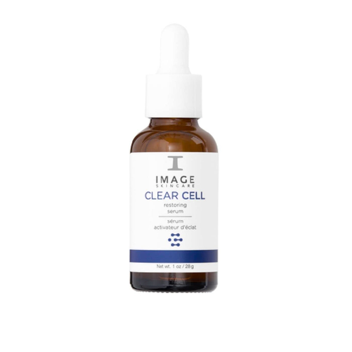 IMAGE Skincare CLEAR CELL Restoring Serum bottle demonstrates oil-control for a balanced matte look