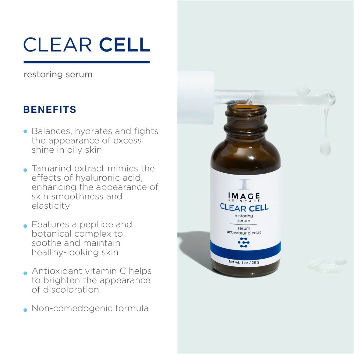 CLEAR CELL Restoring Serum texture absorbs quickly for shine control and comfortable wear