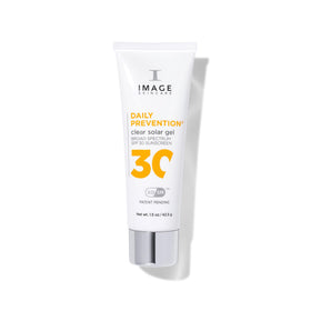 IMAGE Skincare Daily Prevention Clear Solar Gel bottle provides transparent SPF 30 for all skin tones