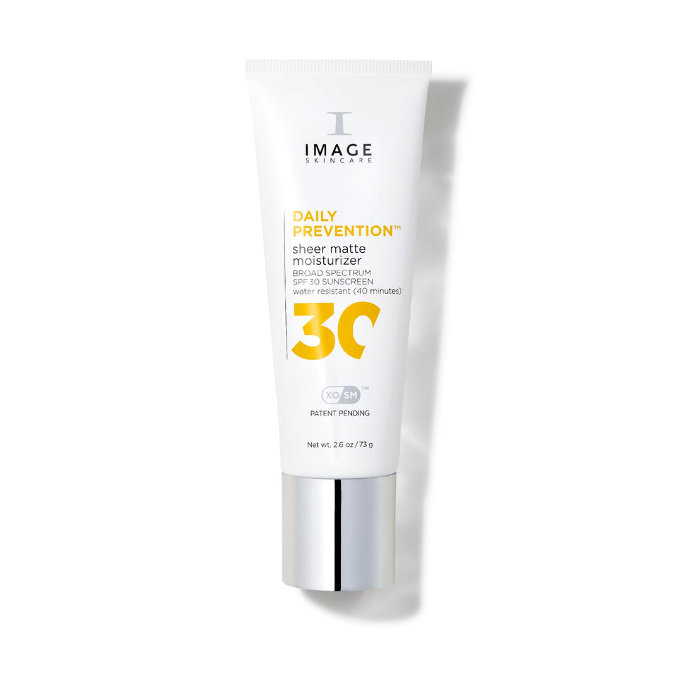 IMAGE Skincare DAILY PREVENTION SPF 30 bottle showing a satin-matte finish for daily protection.