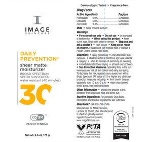 IMAGE Skincare DAILY PREVENTION tube emphasizes 2.6-ounce size for daily use.