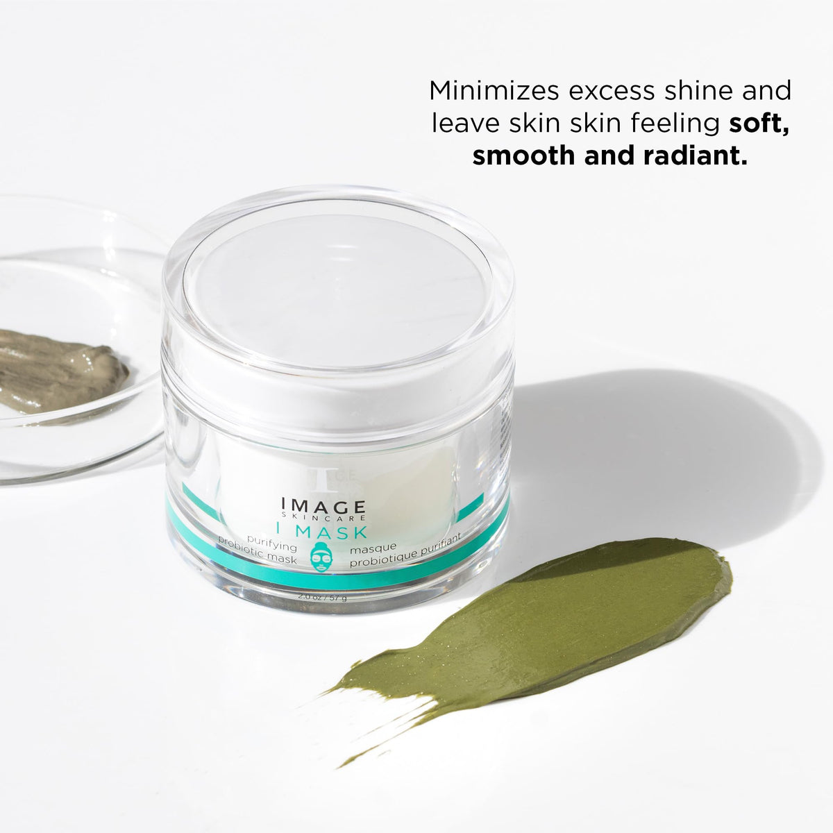 IMAGE Skincare I MASK Application Spread visual focus, demonstrates creamy clay texture