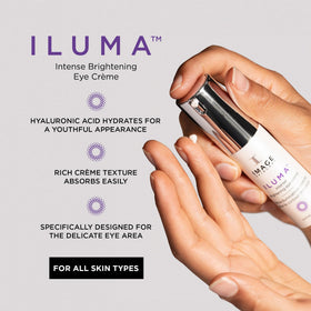 IMAGE Skincare ILUMA intense brightening eye creme jar close-up highlights creamy texture