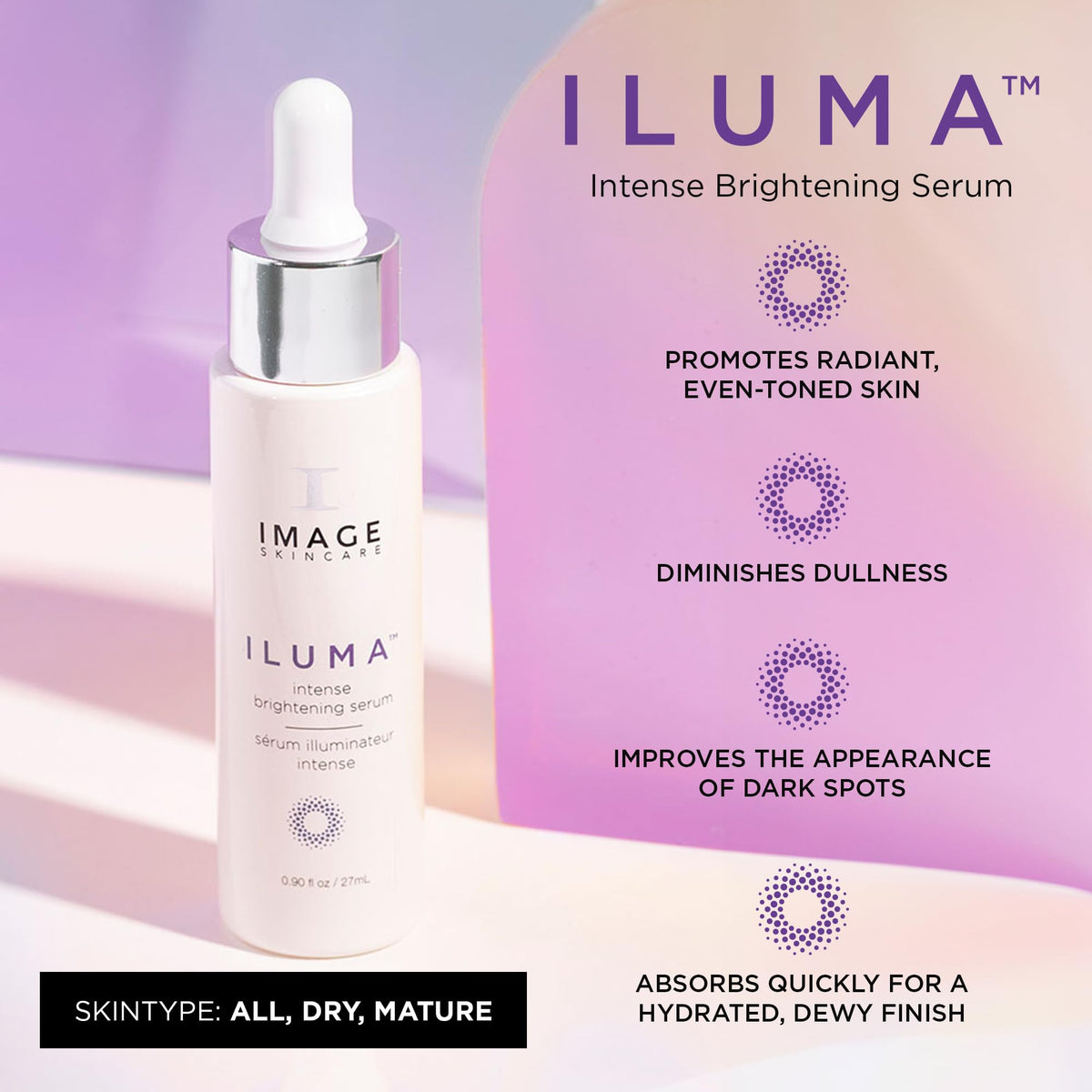 IMAGE Skincare Iluma serum bottle pump displaying easy daily application for brightening