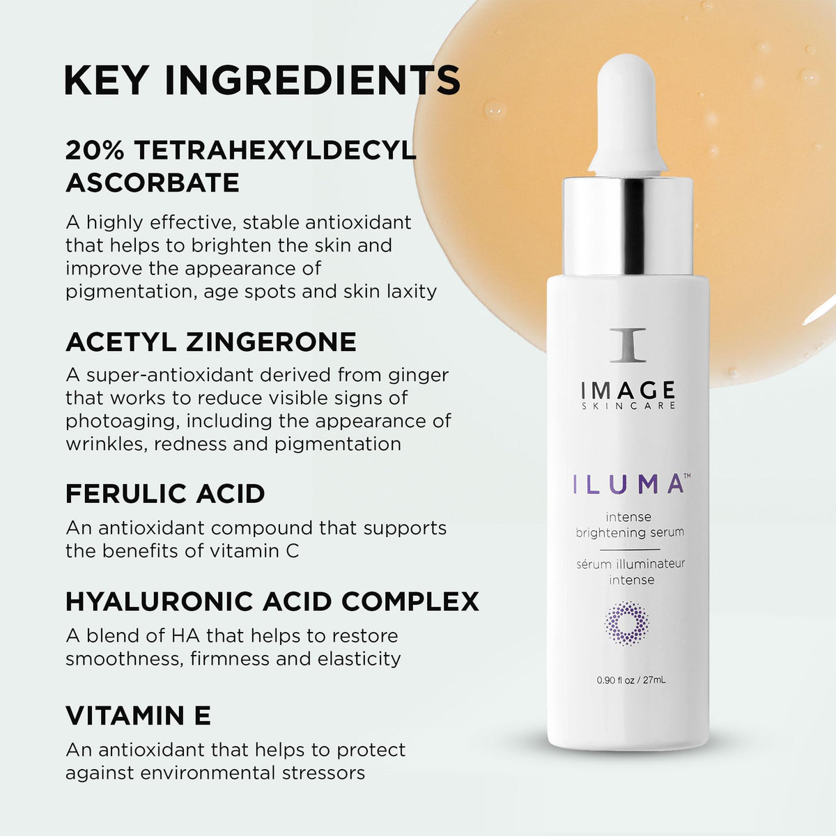 IMAGE Skincare Iluma serum texture shows silky, fast-absorbing finish