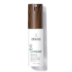 IMAGE Skincare ORMEDIC Balancing Eye Gel tube close-up highlighting hydration