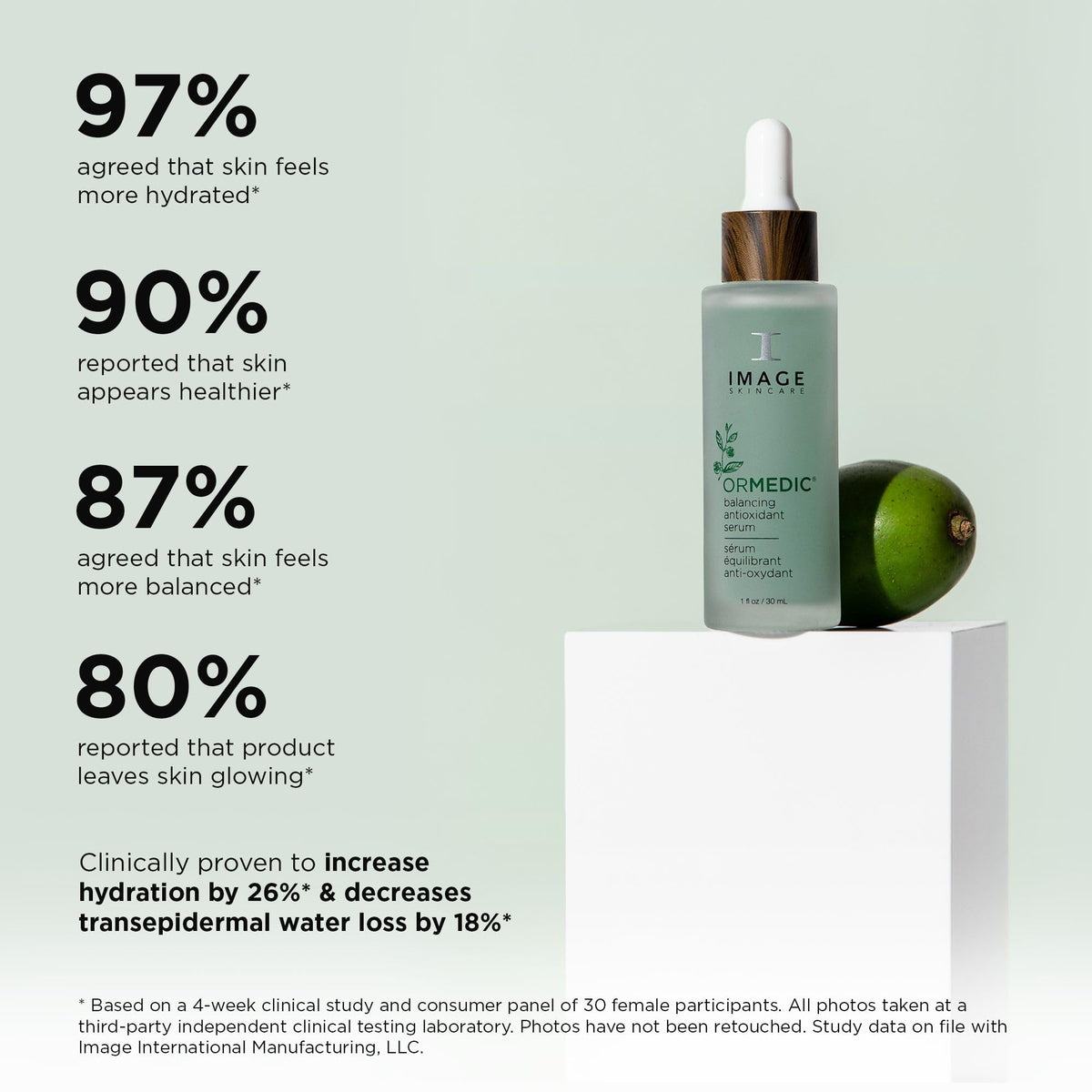 IMAGE Skincare ORMEDIC Balancing Serum with aloe vera for calming comfort on skin.
