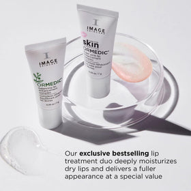 IMAGE Skincare Ormedic lip enhancement tube closeup showcases soothing, hydrating formula.