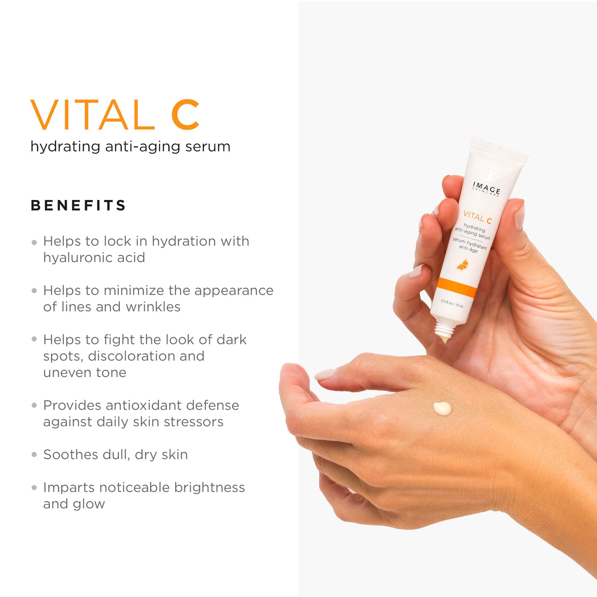IMAGE Skincare Vital C antioxidants bottle highlighting vitamin blend.
