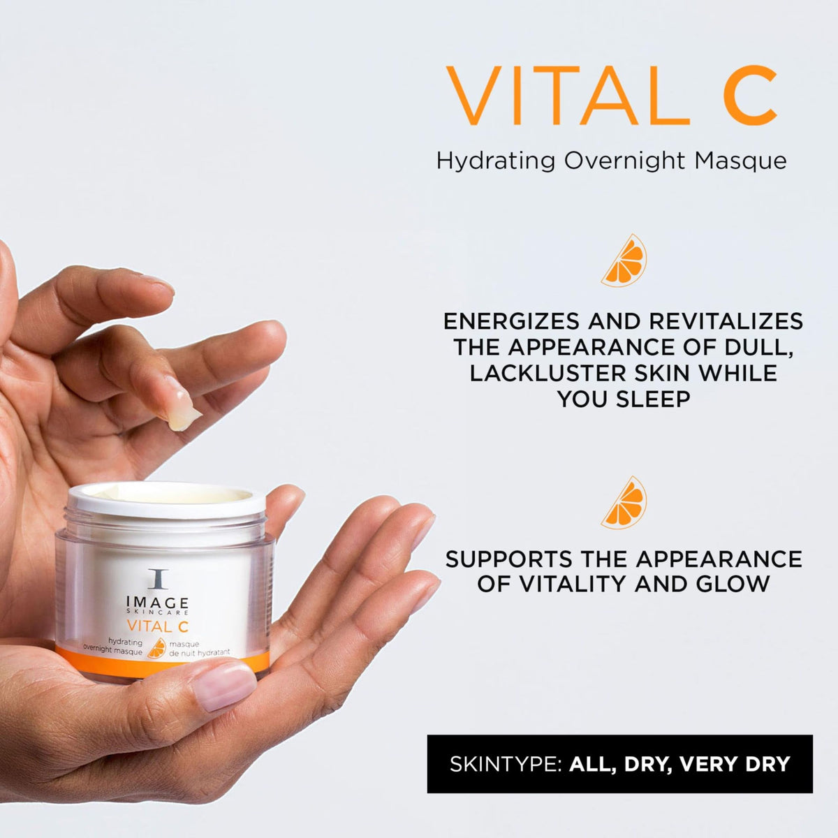 IMAGE Skincare Vital C Overnight Masque gel swatch showcases hydrating texture for nighttime nourishment.
