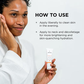 Packaging of Vital C Hydrating Repair Creme on vanity evokes spa-like nightly routine.