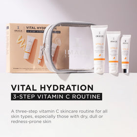 IMAGE Skincare Vital C serum dropper showing brightening and hydration.