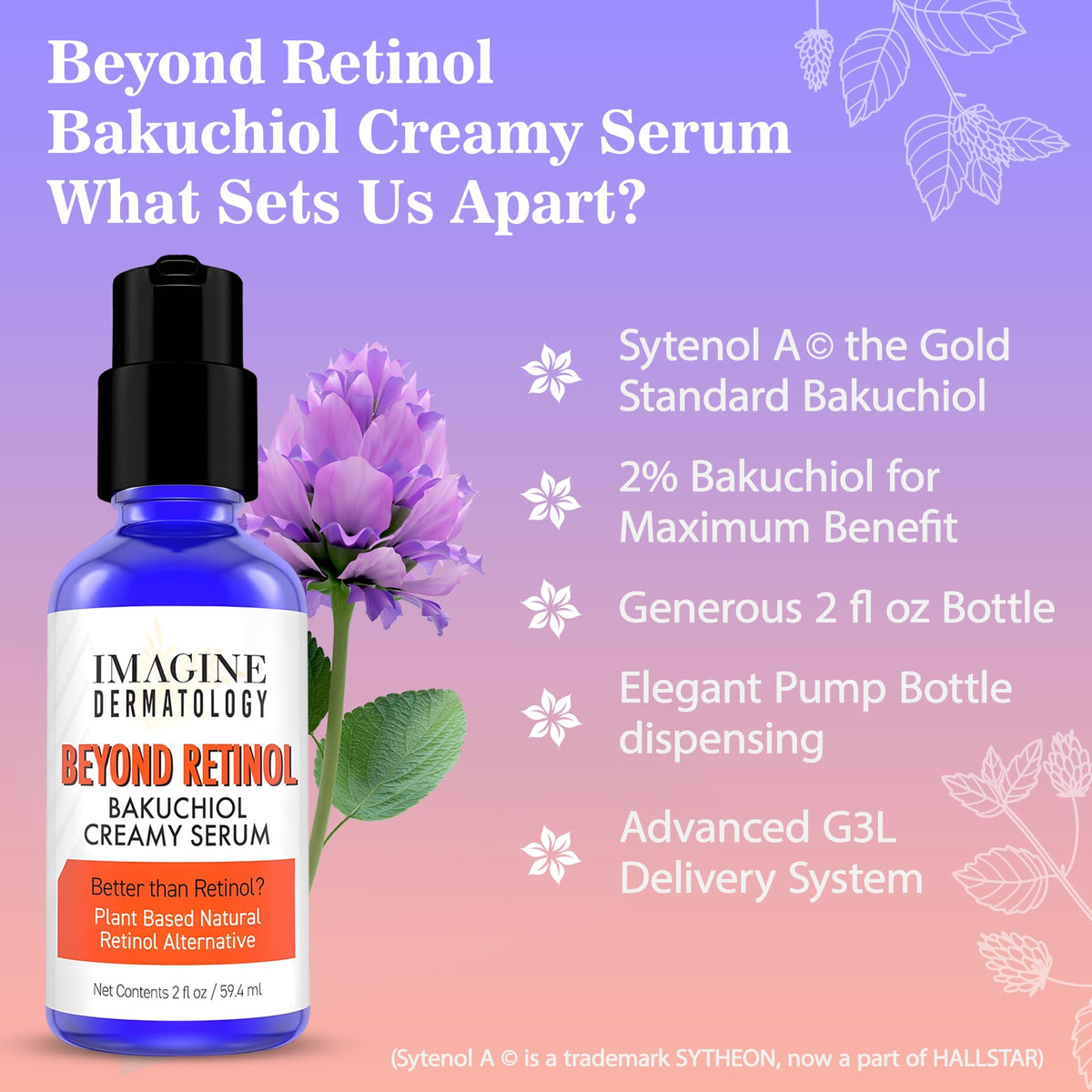 Imagine Dermatology Bakuchiol oil close up emphasizes natural retinol alternative ingredients.