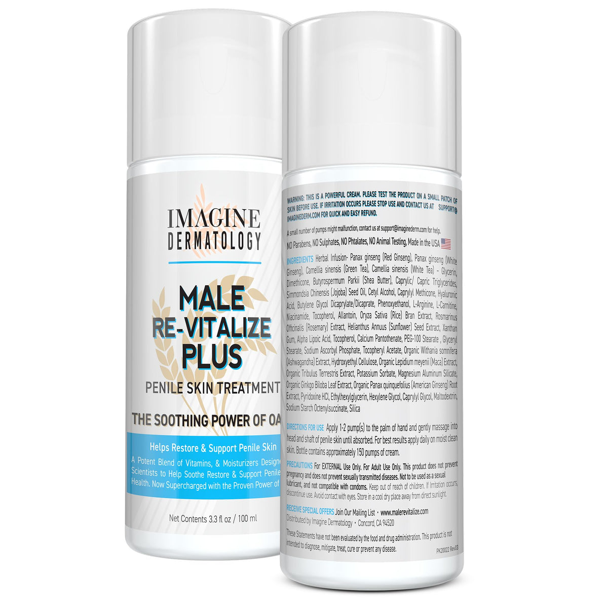 Imagine Dermatology Male Re-Vitalize Plus cream pour close-up highlighting rich hydration
