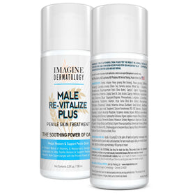 Imagine Dermatology Male Re-Vitalize Plus cream pour close-up highlighting rich hydration