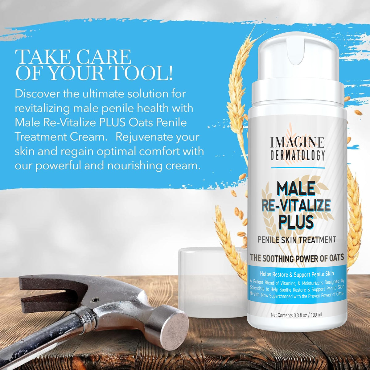 Imagine Dermatology Male Re-Vitalize Plus ingredients label emphasizes non-toxic vegan formula