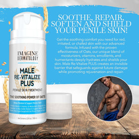 Imagine Dermatology Male Re-Vitalize Plus skin hydration close-up on moisturized skin