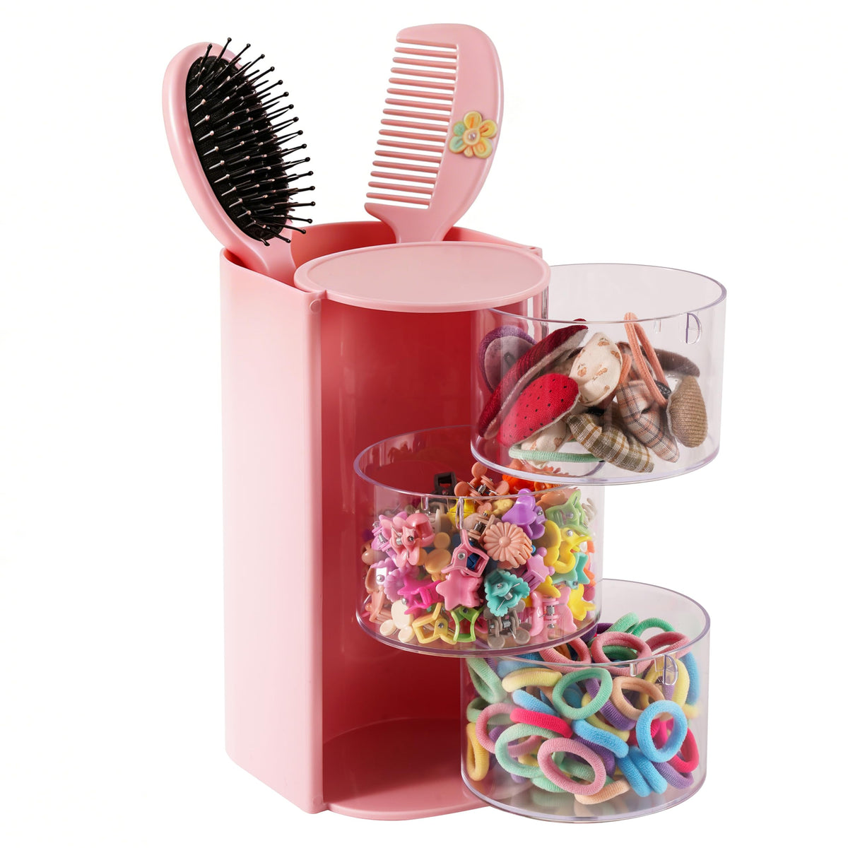 Imakmasion hair accessories organizer with 3-tier rotating caddy for quick access
