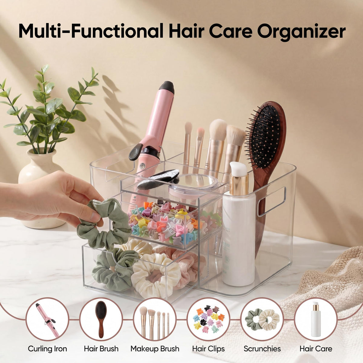 Imakmasion kid-friendly storage keeps vanity items organized safely.
