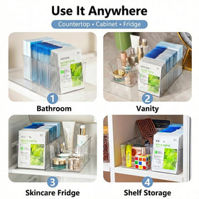 Imakmasion stackable cosmetic bin supports a customizable vanity tower.