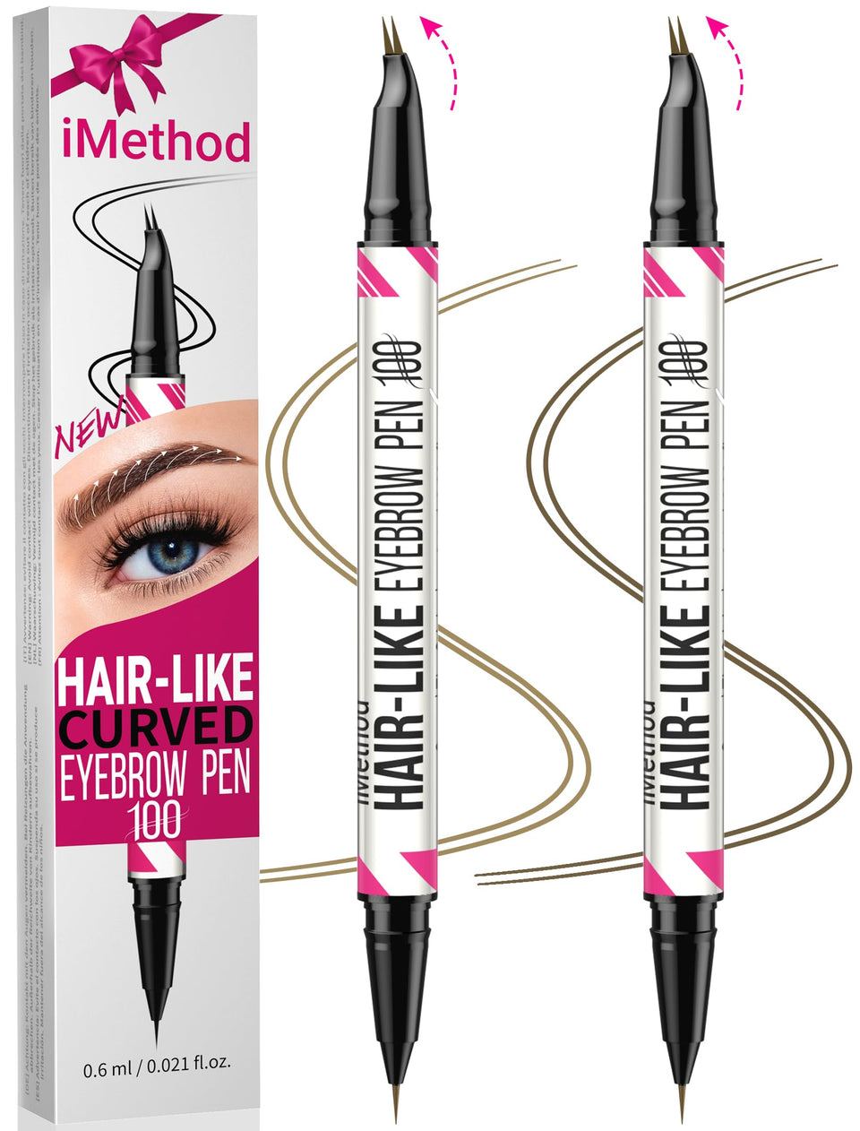 iMethod Curved Brow Pen packaging with red bow for quick touch-ups.