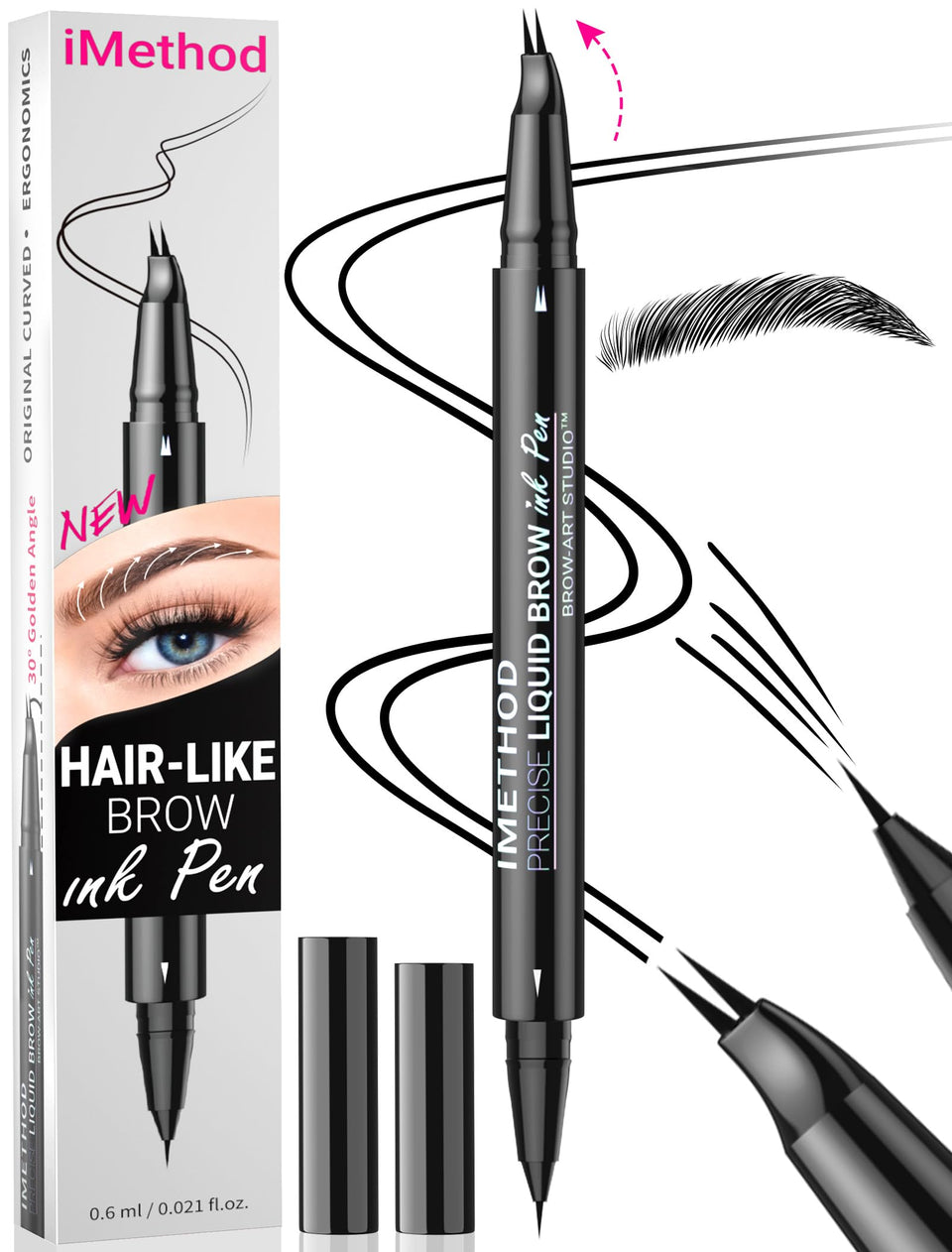 iMethod Curved Eyebrow Pen curved-tip application for natural hair-like strokes