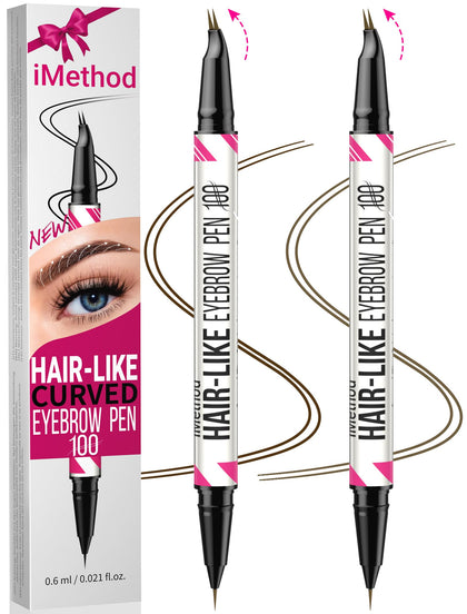 iMethod Curved Eyebrow Pen front view shows dual-ended design for natural brows