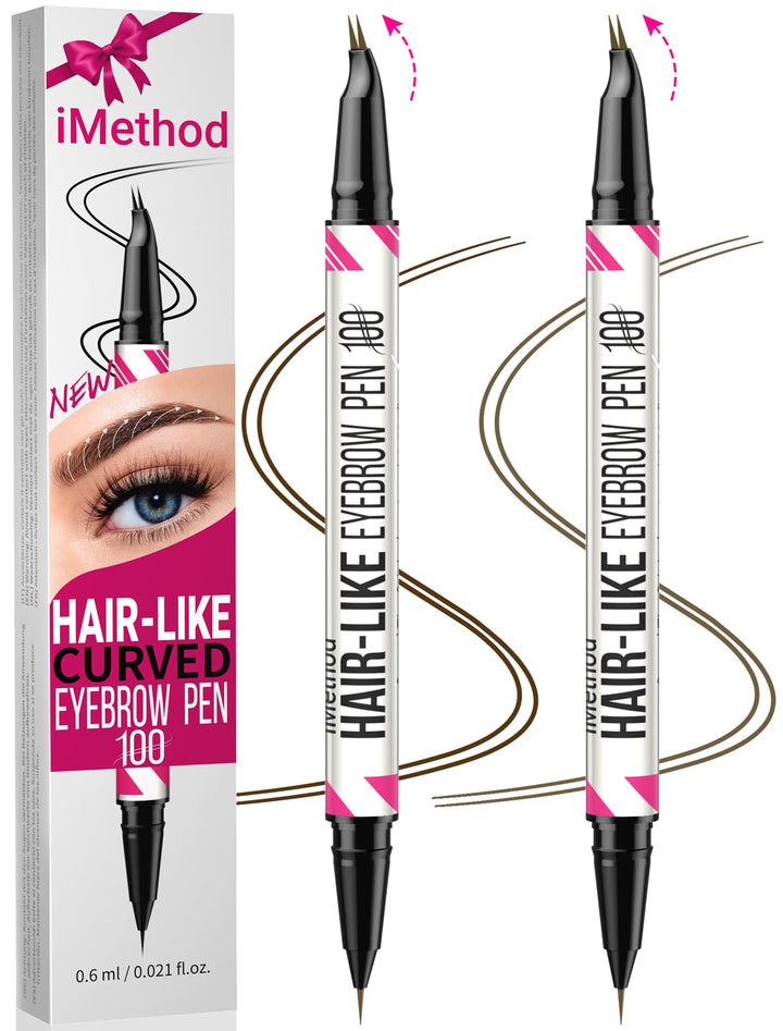iMethod Curved Eyebrow Pen front view shows dual-ended design for natural brows