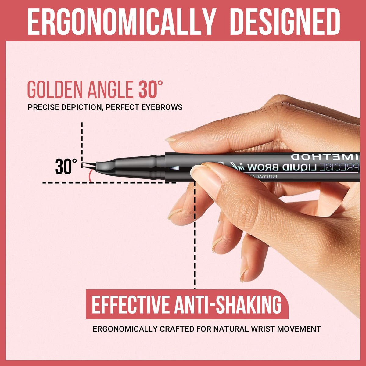 iMethod Curved Eyebrow Pen microfork-tip detail for precise brow filling