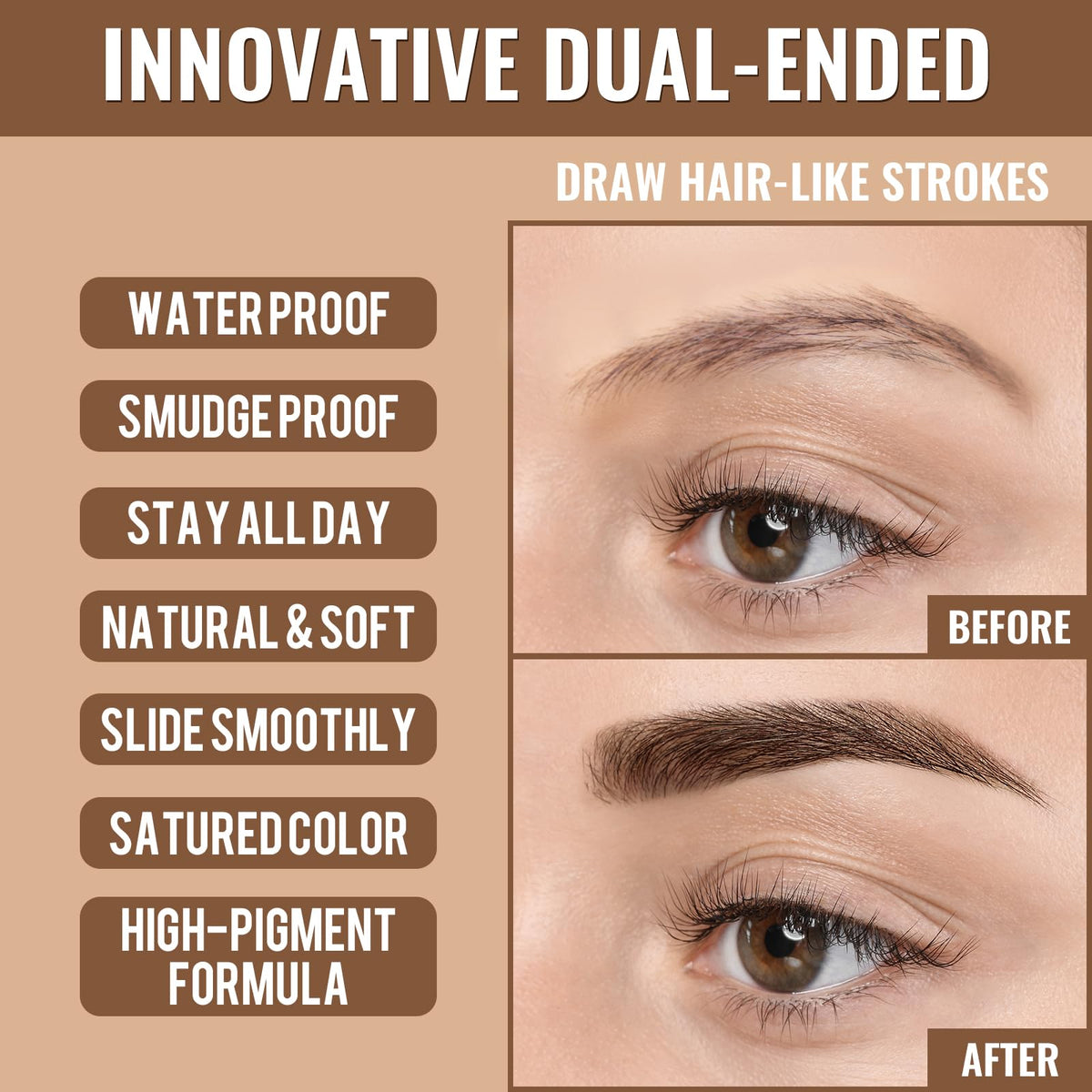iMethod Eyebrow Pen demonstrated for eyeliner use and precise eye definition.