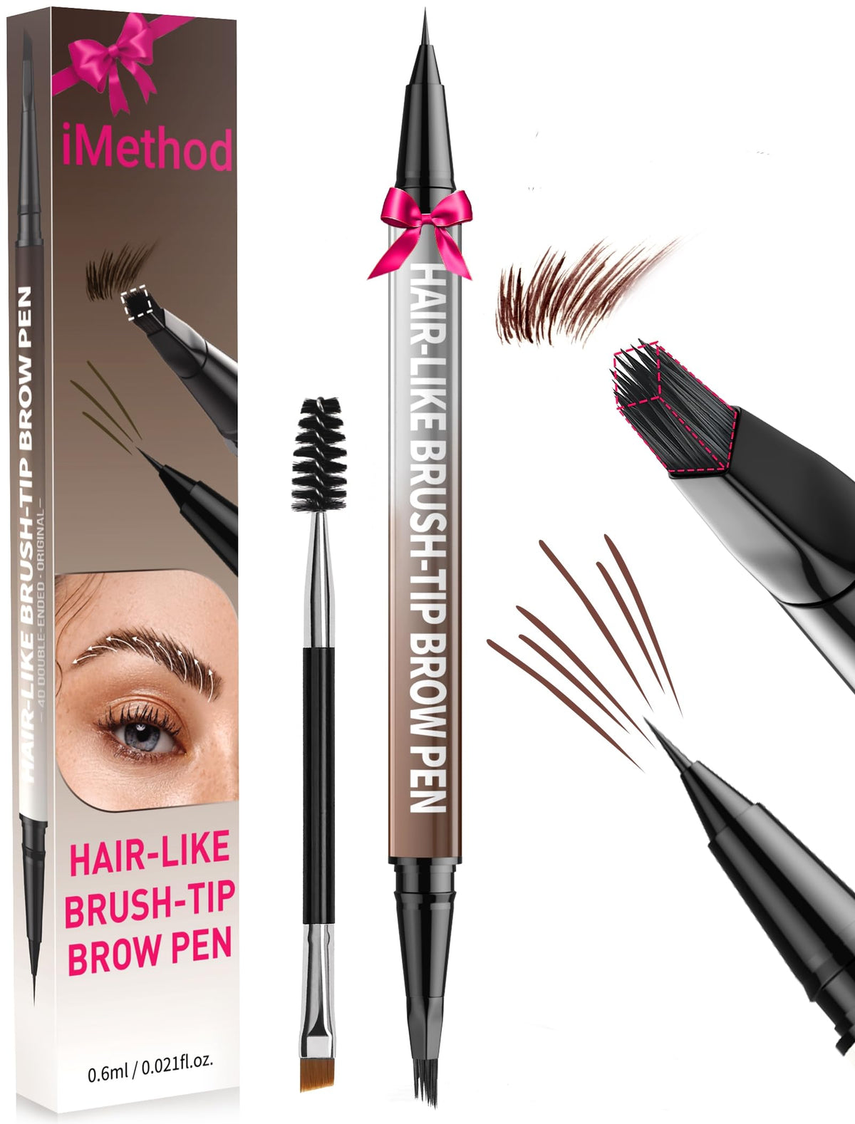 iMethod Eyebrow Pen tip close-up showing fine microblade for natural brows.