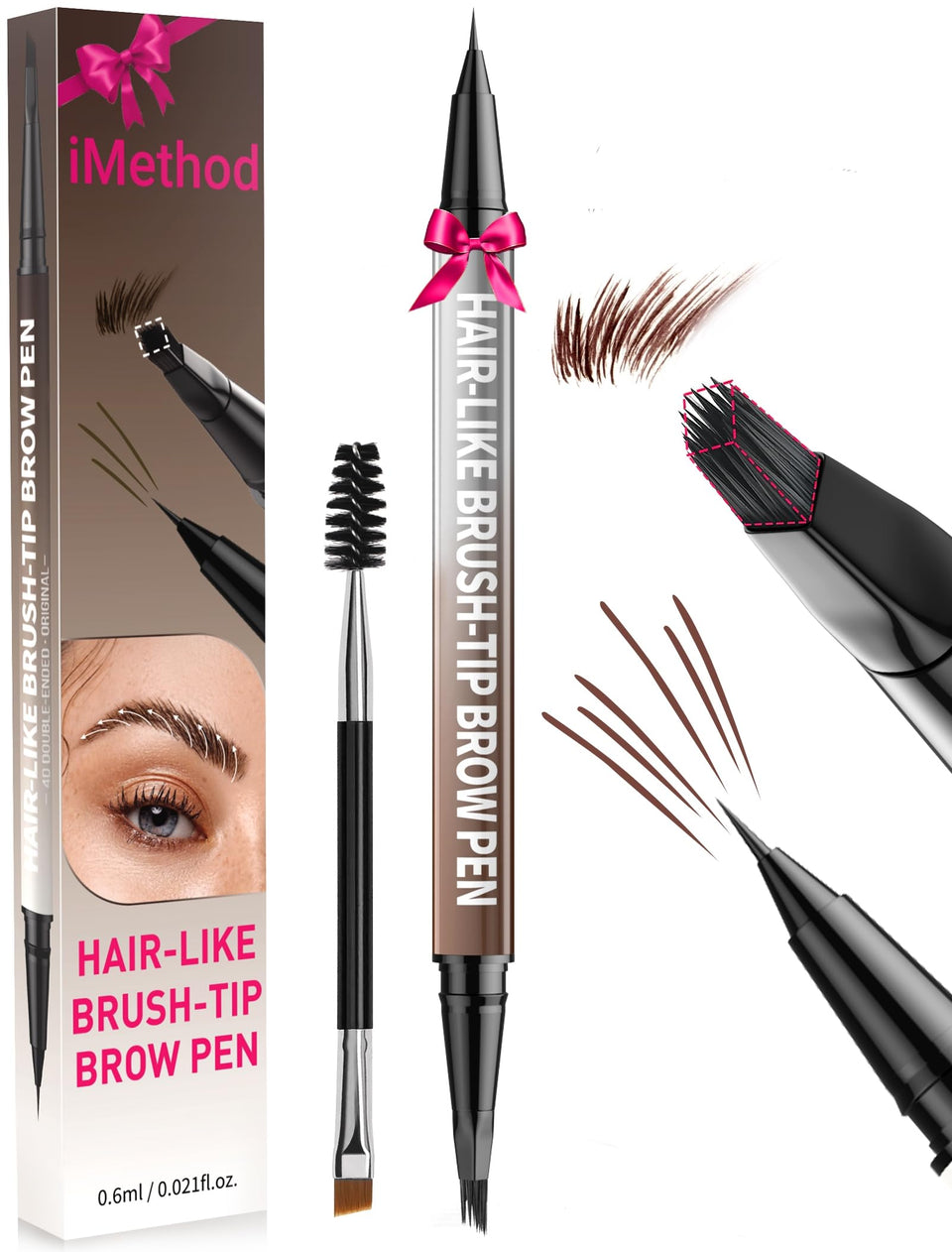 iMethod Eyebrow Pen tip close-up showing fine microblade for natural brows.