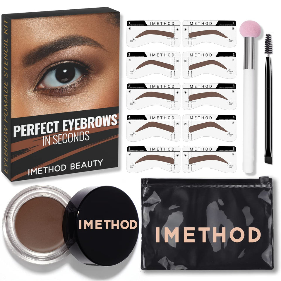 iMethod eyebrow stamp kit with zipper pouch for on-the-go brow perfection