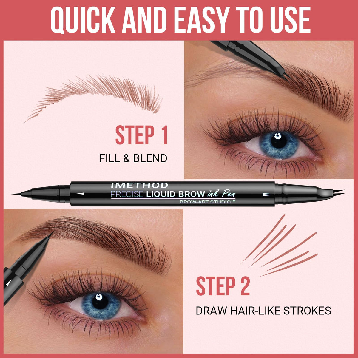 iMethod Fills gaps and hairlines for natural brow texture.