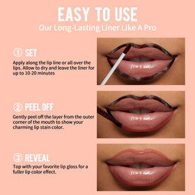 iMethod lip-stain application on lips with even coverage.