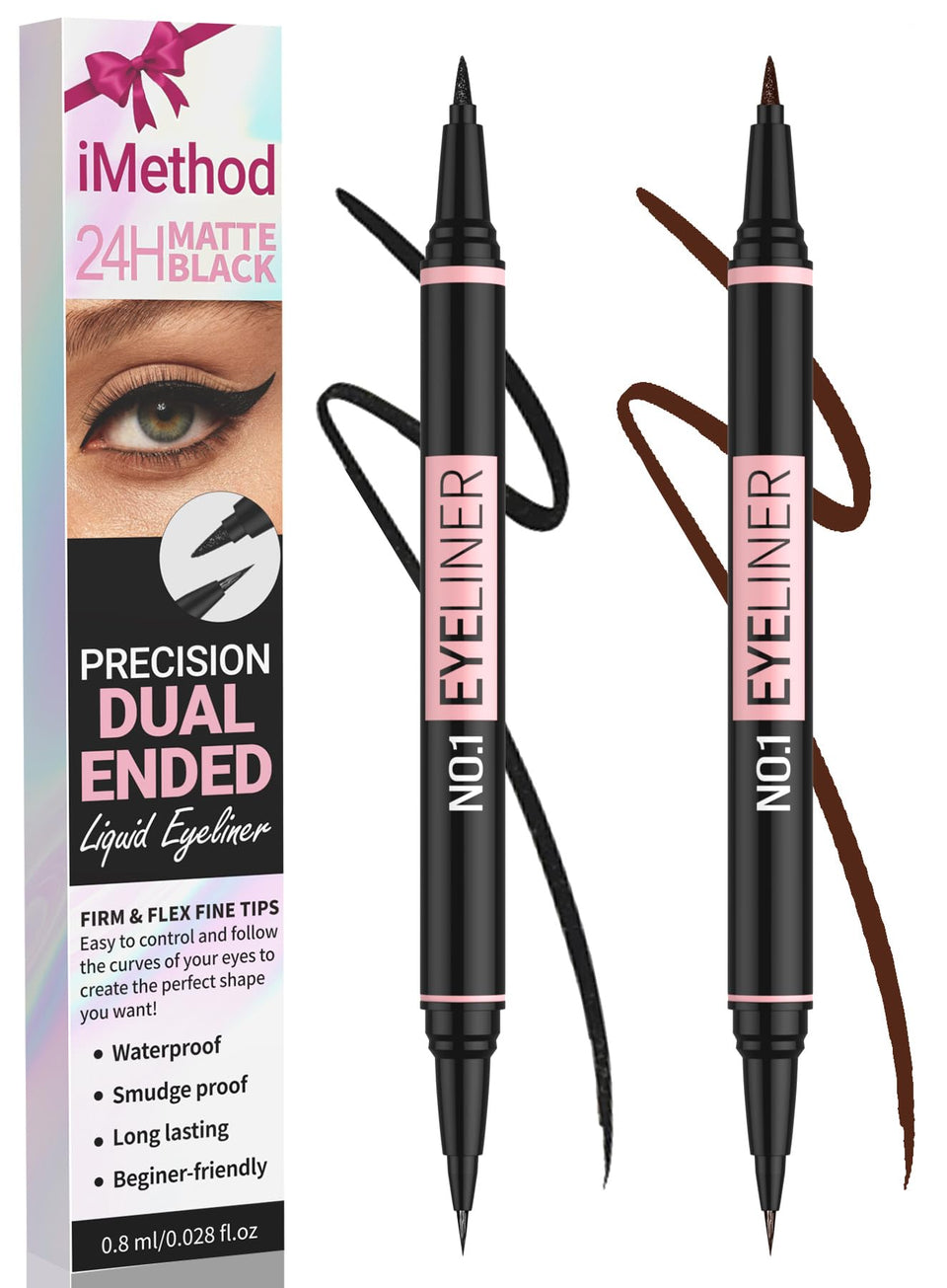 iMethod Liquid Eyeliner dual-ended with fine-tip for precise lines.