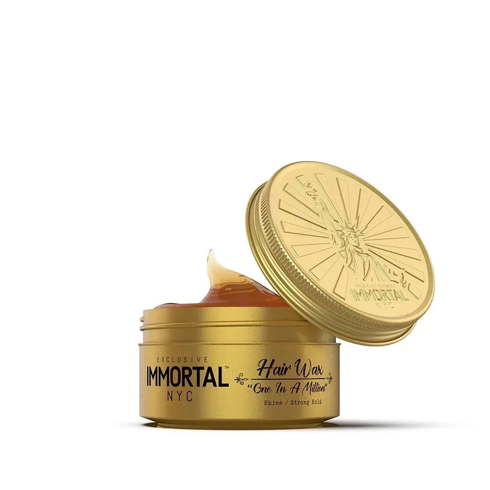 Immortal NYC One In A Million Hair Wax bottle displaying high shine for a sleek look