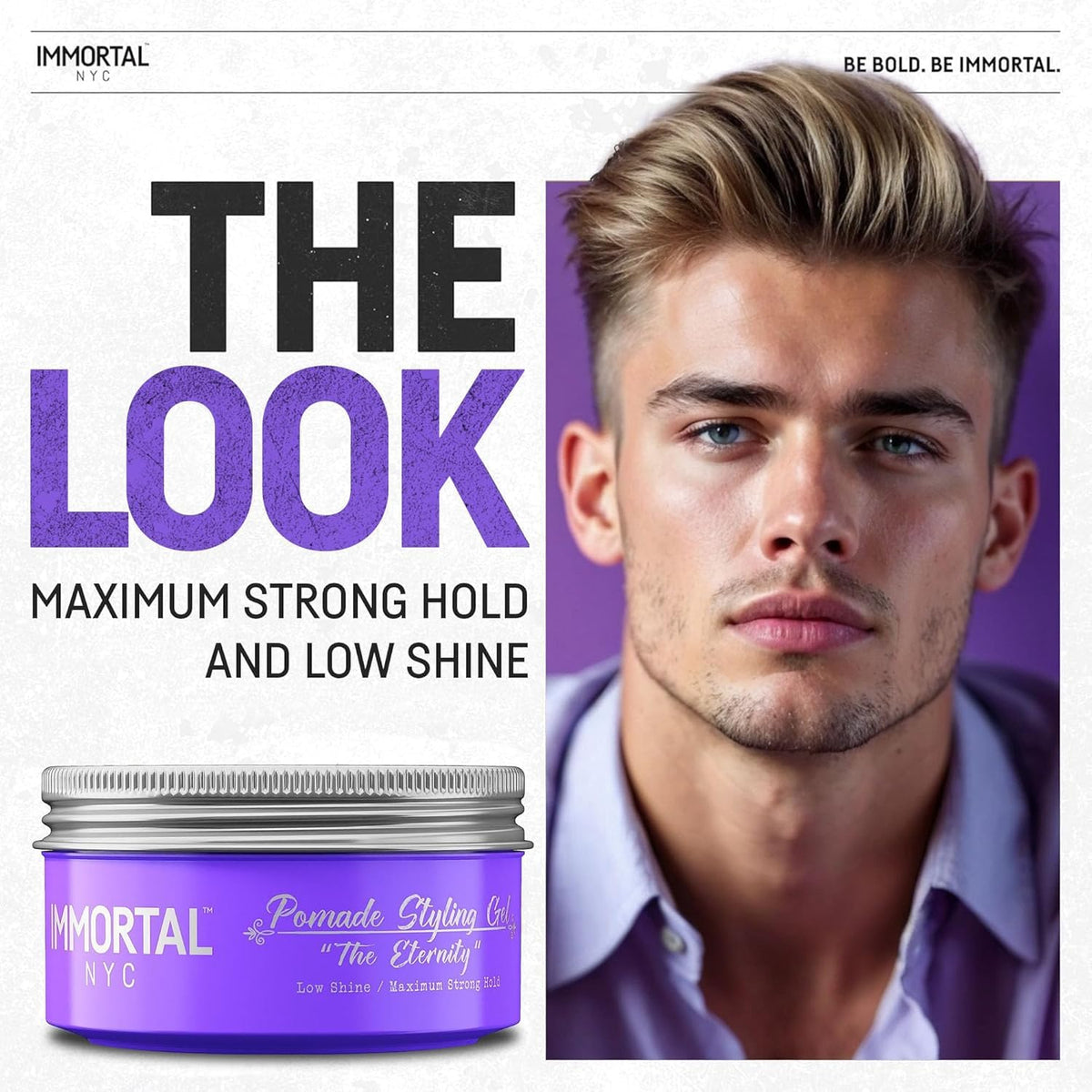 Immortal NYC The Eternity pomade all-natural ingredients supporting confident styling.